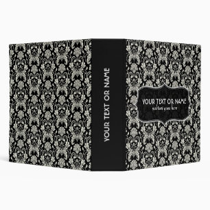 Classeur Motif de Damas Florales Noir Et Blanc