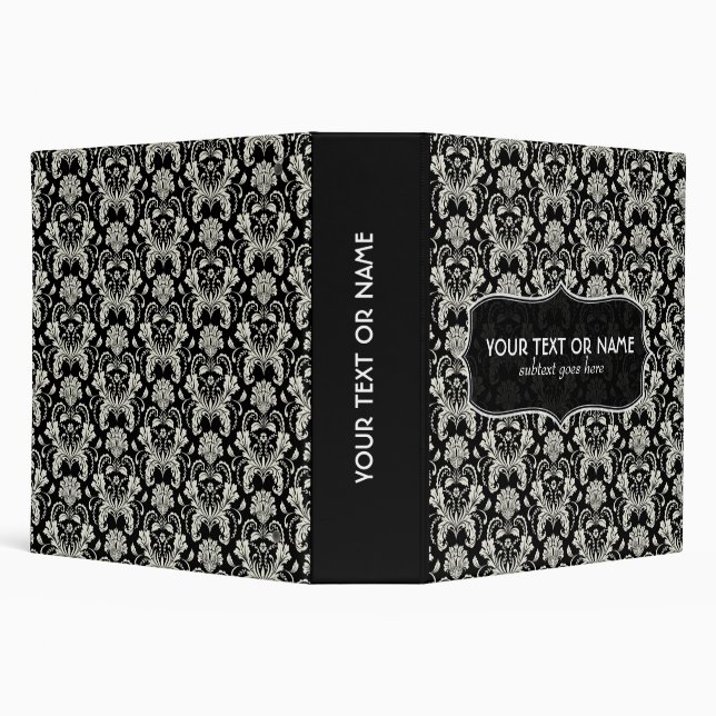 Classeur Motif de Damas Florales Noir Et Blanc (Arrière-plan)