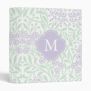 Classeur Motif de Damas florales vert violet monogramme