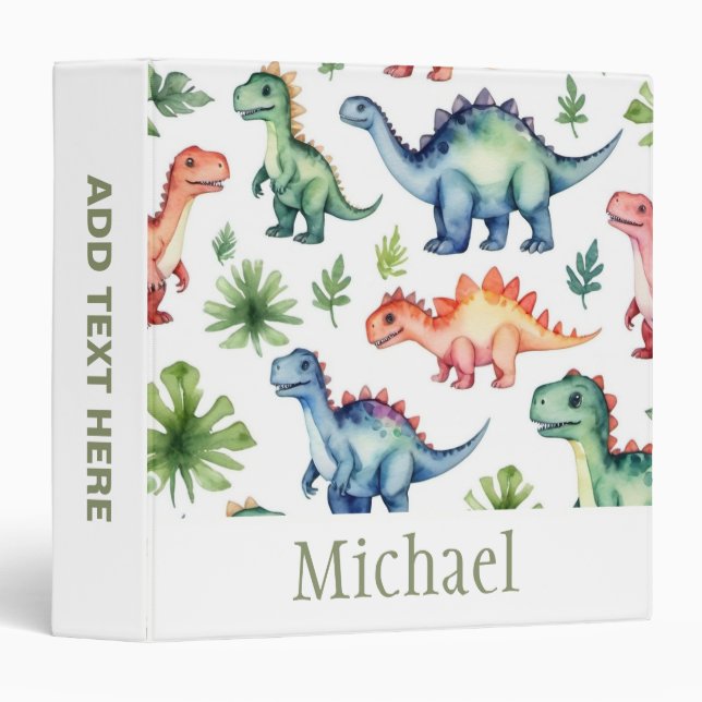 Classeur Motif de dinosaure personnalisé tendance (Devant/Côté)