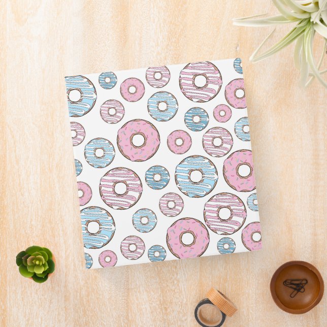 Classeur Motif De Donuts, Donuts Roses, Donuts Bleus (In Situ)