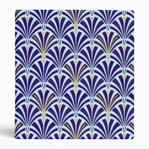 Classeur Motif de fan d'art déco - bleu de cobalt et de