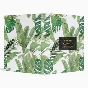 Classeur Motif de feuilles tropicales à l'aquarelle sur fon
