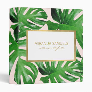 Classeur Motif de feuilles tropicales de Monstera aquarelle