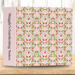 Classeur Motif de fleur de fraisier à aquarelle et monogram