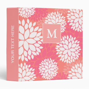 Classeur Motif de fleur orange rose de monogramme