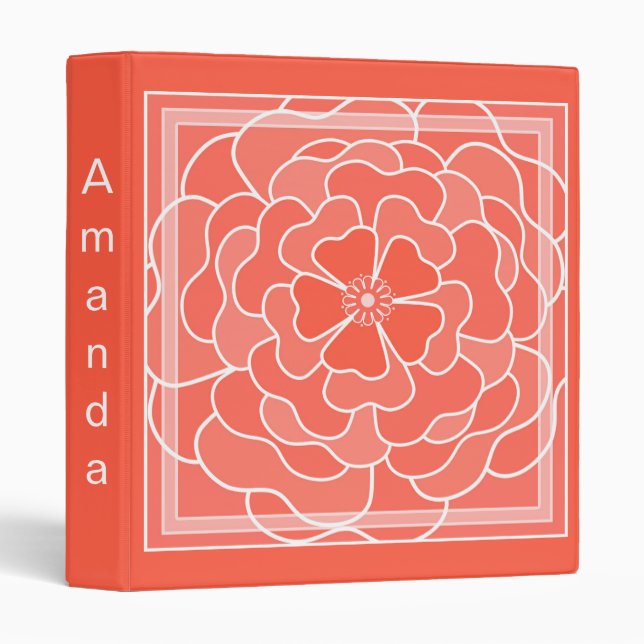 Classeur Motif de fleurs abstraites orange (Devant/Côté)