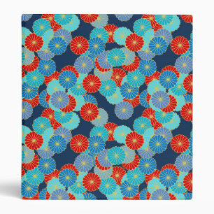 Classeur Motif de fleurs Art Déco - bleu, turquoise et roug