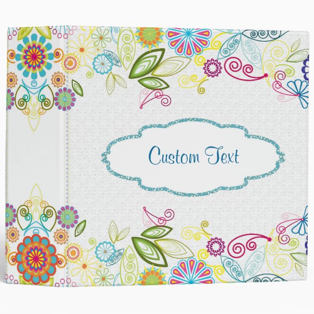 Classeur Motif de fleurs colorées (Devant/Côté)