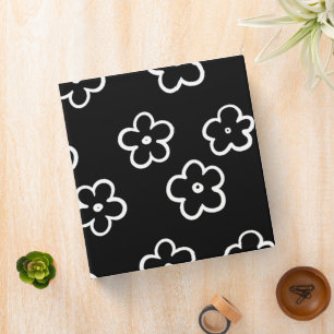 Classeur Motif de fleurs noir et blanc