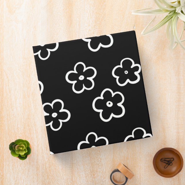 Classeur Motif de fleurs noir et blanc (In Situ)