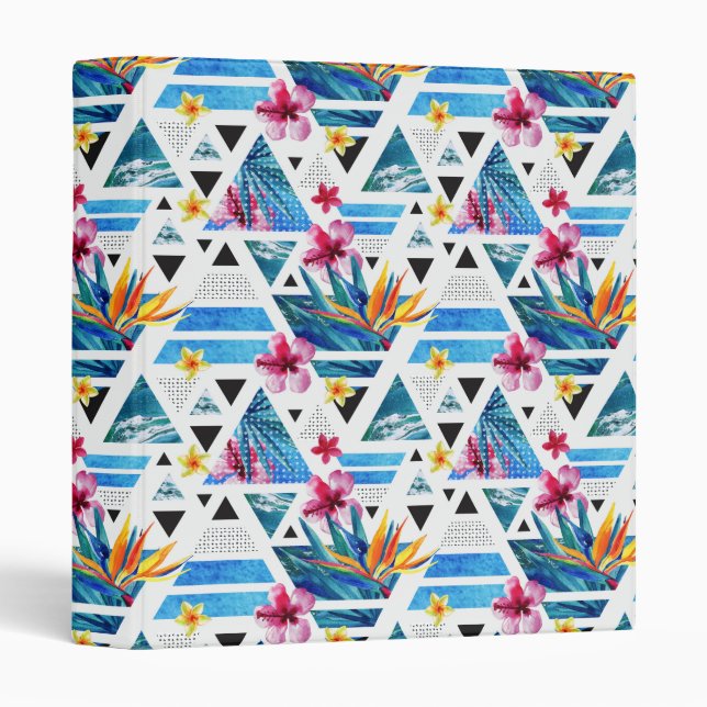 Classeur Motif de fleurs tropical géométrique (Devant/Côté)
