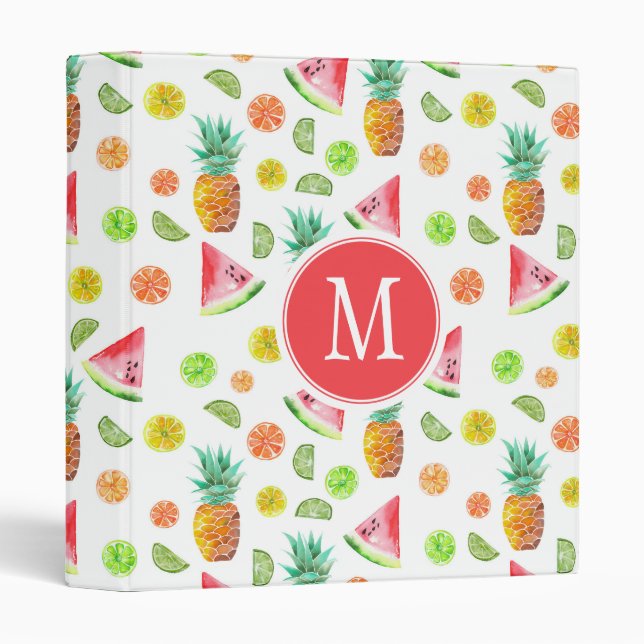 Classeur Motif de fruit glacé d'aquarelle (Devant/Côté)