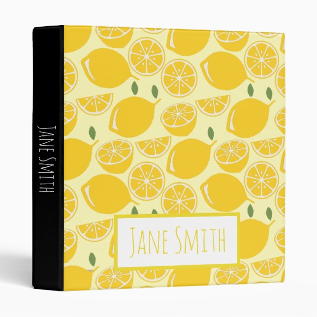 Classeur Motif de fruits de citron jaune (Devant/Côté)