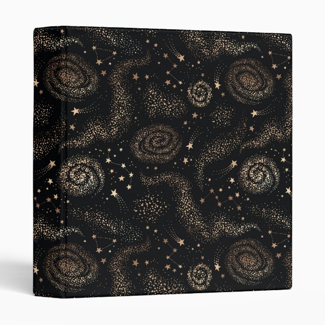 Classeur Motif de galaxie Gold Star Constellation (Devant/Côté)