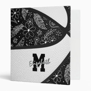 Classeur motif de gribouillages boho noir blanc basket-ball
