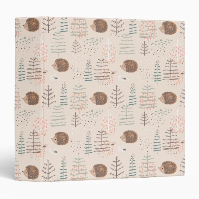 Classeur Motif de hérisson de bois mignon (Devant/Côté)