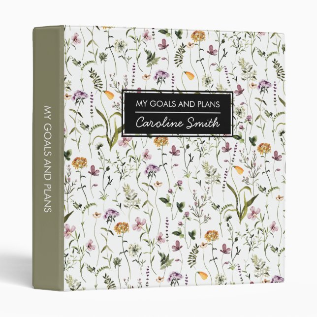 Classeur Motif de jardin Fleur sauvage personnalisé (Devant/Côté)