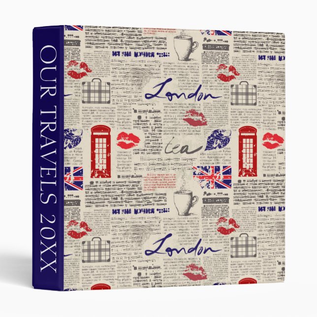 Classeur Motif de journal de Londres (Devant/Côté)