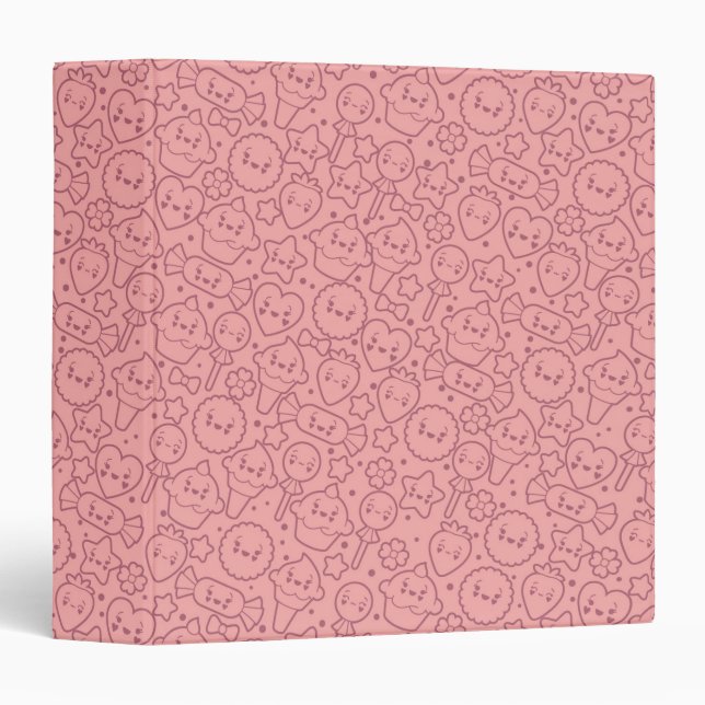 Classeur Motif de Kawaii avec les gâteaux mignons (Devant/Côté)