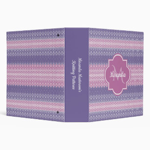 Classeur Motif de Knit violet élégant avec Monogramme et no