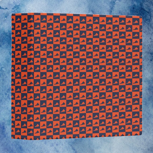 Classeur Motif de l'État de Virginie en orange et bleu rétr (A binder with an orange and blue pattern featuring the US state of Virginia.)