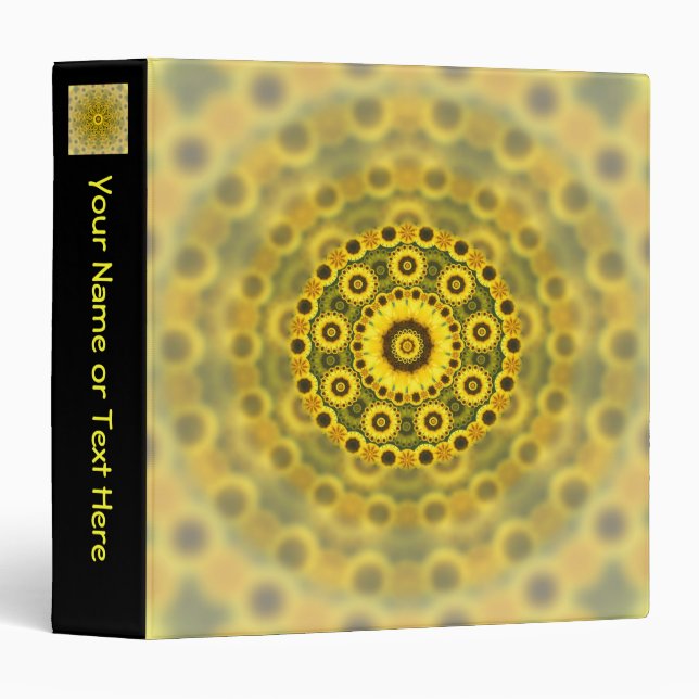 Classeur Motif de mandala de fractale de tournesol de (Devant/Côté)