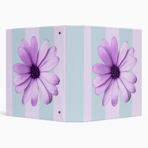 Classeur motif de marguerite rayée de bleu et de violet