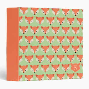 Classeur Motif de mignonne Fox sur Monogramme vert dans le