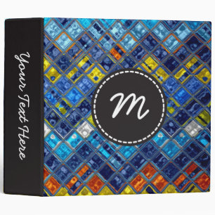 Classeur Motif de mosaïque abstrait Monogramme personnalisé