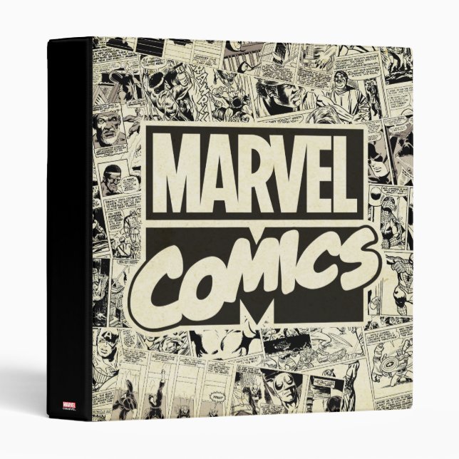 Classeur Motif de pages de bandes dessinées Marvel (Devant/Côté)