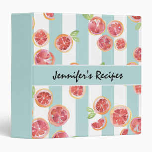 Classeur Motif de pamplemousse rose sur les rayures vertes