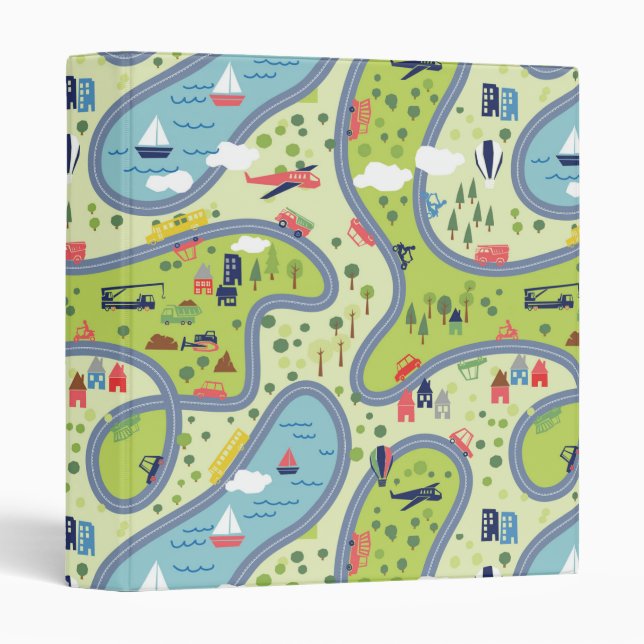 Classeur Motif de paysage de promenade en voiture d'enfants (Devant/Côté)