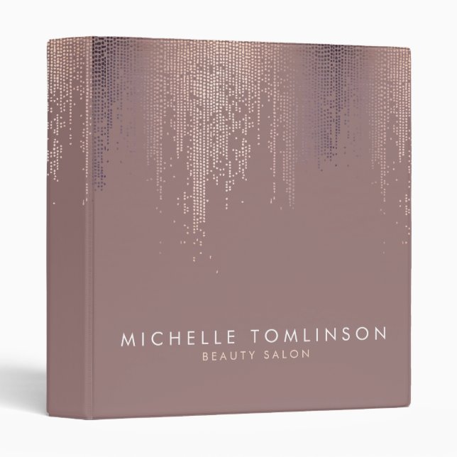 Classeur Motif de pluie Luxe Rose Gold Confetti (Devant/Côté)