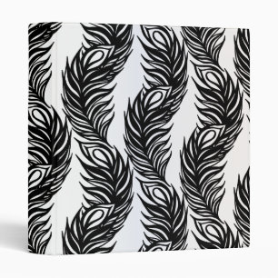 Classeur Motif de plumes Peacock abstrait noir et blanc