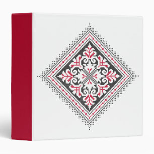 Classeur Motif de point de croix. Décor ethnique rouge et n