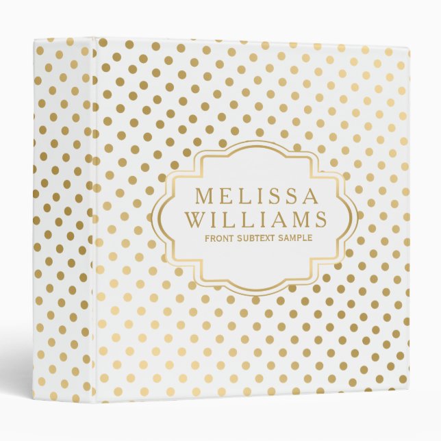 Classeur Motif De Points Blanches Et Or Modernes (Devant/Côté)