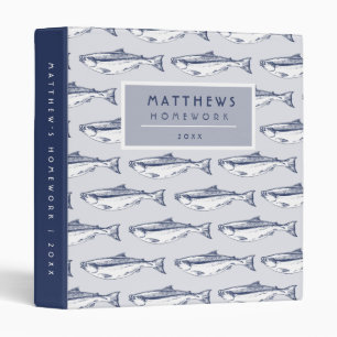 Classeur Motif de poisson cool bleu école personnalisée