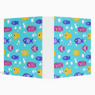 Classeur Motif de poissons de dessin animé colorés bleus