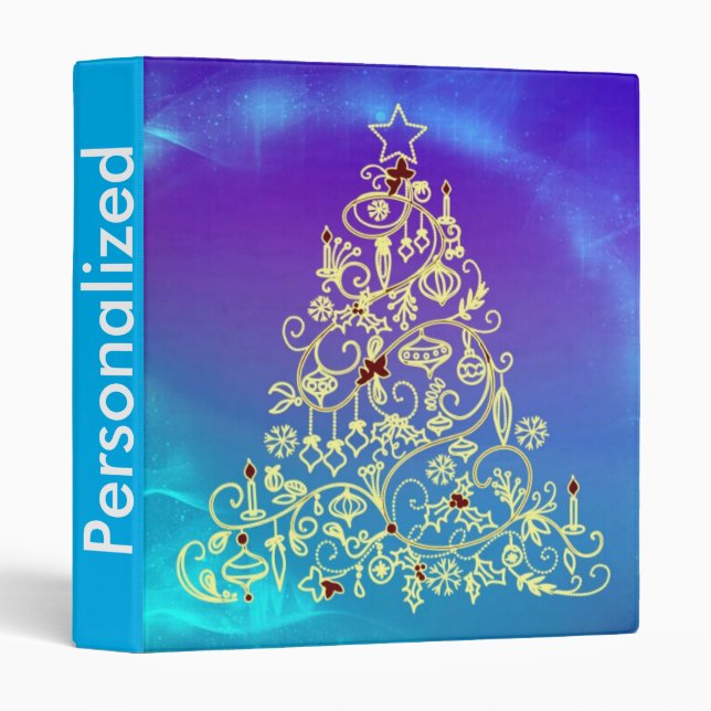 Classeur Motif de sapin de Noël personnalisé (Devant/Côté)