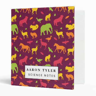 Classeur motif de silhouette animale colorée