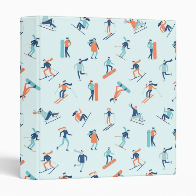Classeur Motif de sports d'hiver (Devant/Côté)
