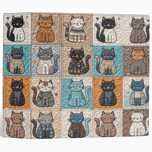 Classeur Motif de surface composée de collection de chats (Devant/Côté)