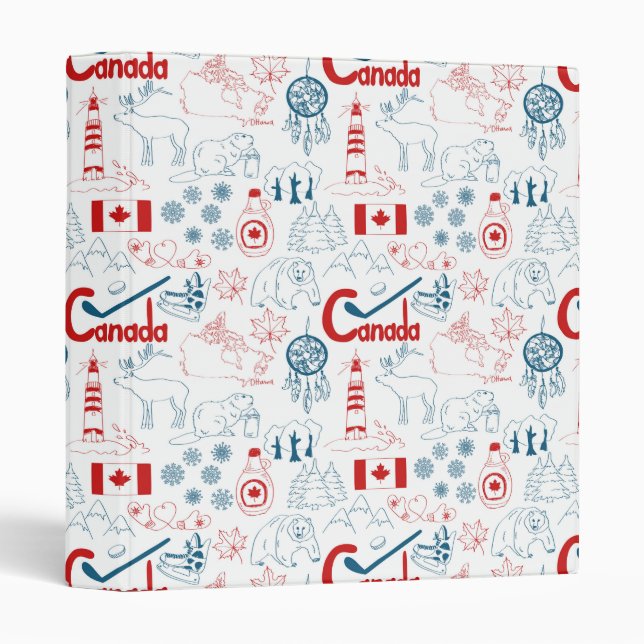 Classeur Motif de symboles du Canada | (Devant/Côté)
