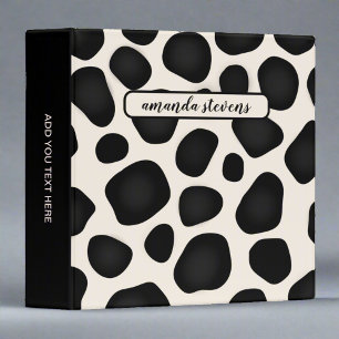 Classeur Motif de taches noir et beige unique avec typograp