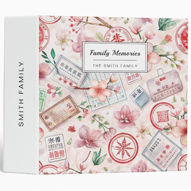 Classeur Motif de tampon de voyage du monde vintage (1) (Devant/Côté)