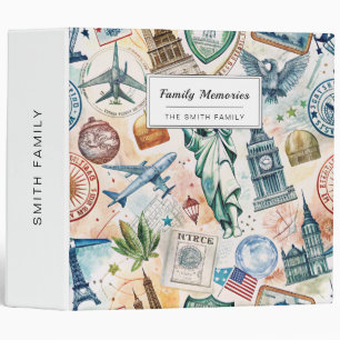 Classeur Motif de tampon de voyage vintage (6)