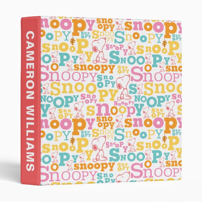 Classeur Motif de texte Snoopy Pastel (Devant/Côté)