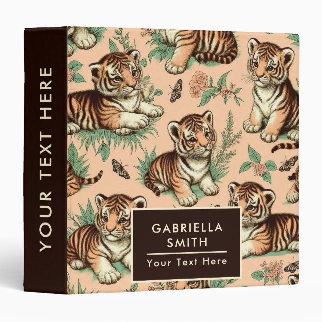 Classeur Motif de tigre de bébé Vintage (Devant/Côté)