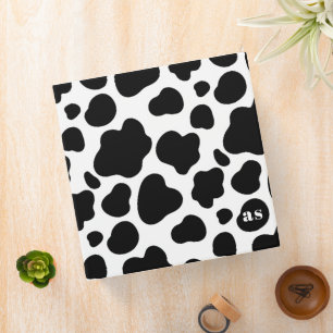 Classeur Motif de vache noir et blanc mignon Monogramme